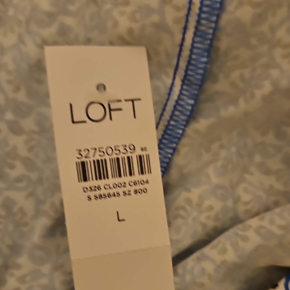 LOFT Blue and White Patterned Wide Leg Pants - Picture 10 of 10